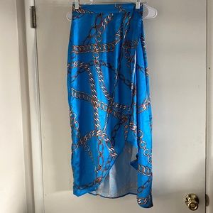 Zara chain skirt, wrap around satin midi